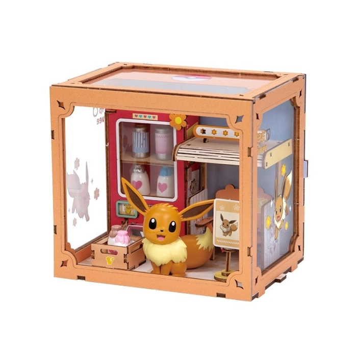 pokemon - bust station eevee - miniatura in legno da costruire