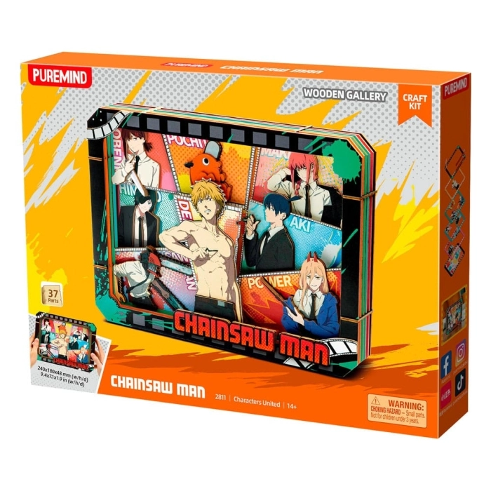 chainsaw man - quadretto in legno 3d