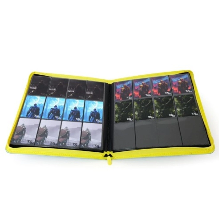 12-pocket trading card binder with zipper - 624 celeste - zip gialla