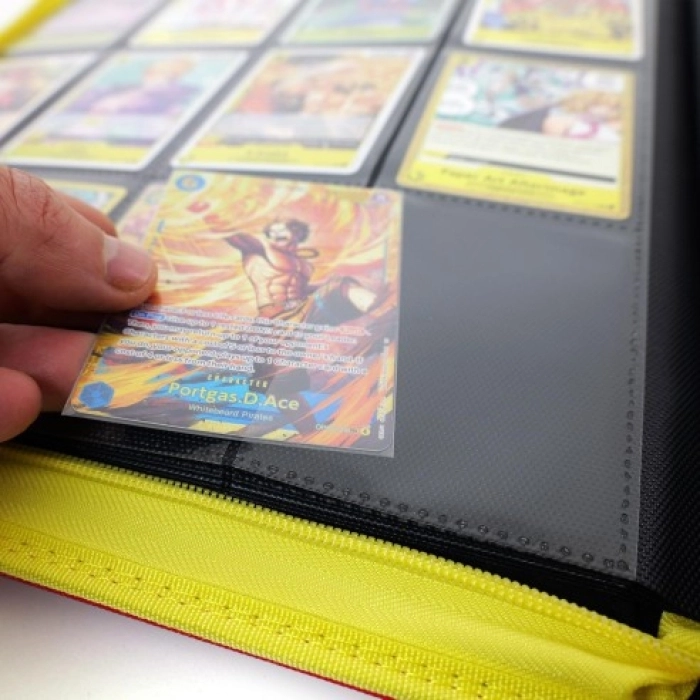9-pocket trading card binder with zipper - 468 verde foresta - zip gialla