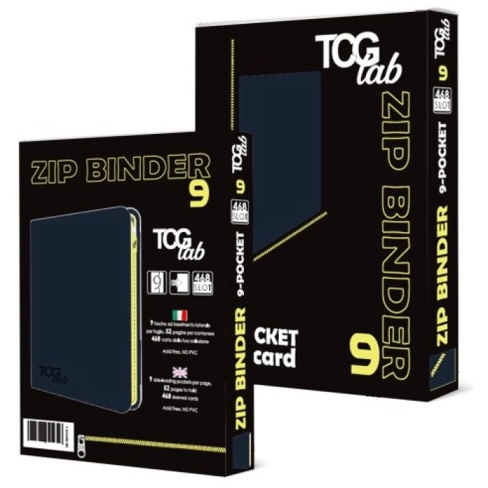 9-pocket trading card binder with zipper - 468 blu scuro - zip gialla