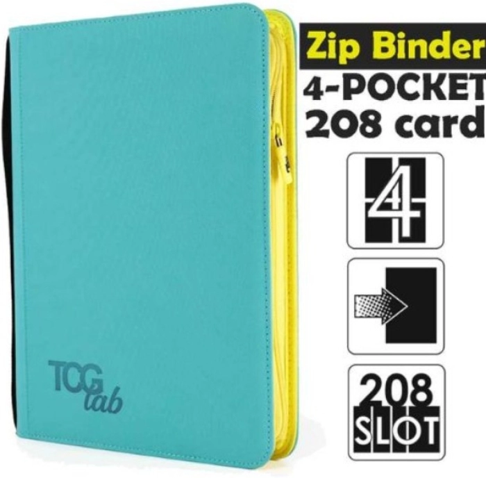 4-pocket - album 4 tasche con zip gialla - 208 slot - celeste