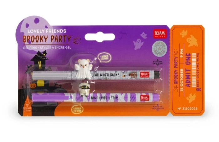 set di 2 penne gel - lovely friends - spooky party