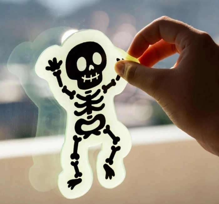 set di adesivi in gel per finestra - windo-glow - skeleton