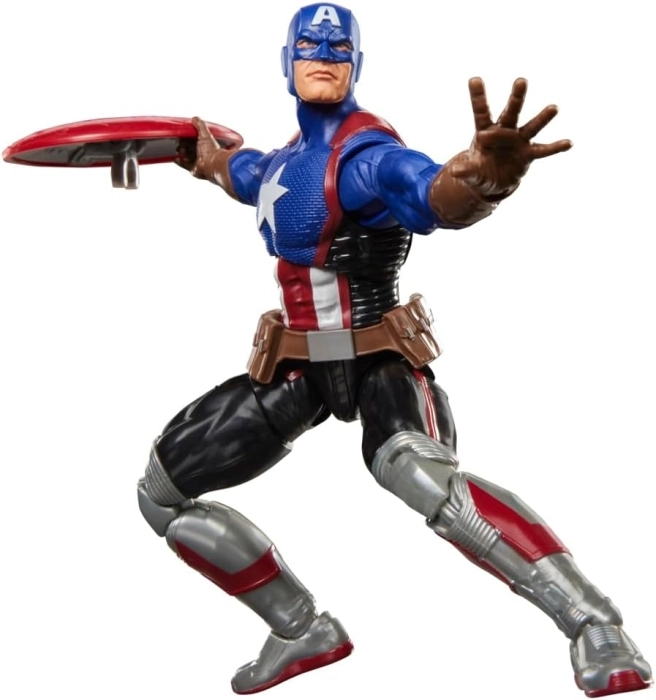 marvel legend series - captain marvel - personaggio snodabile con carta magic