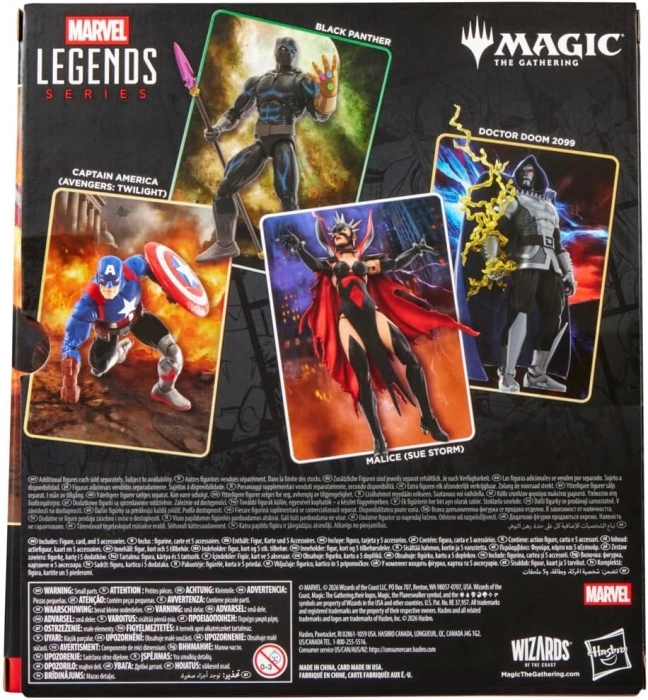 marvel legend series - captain marvel - personaggio snodabile con carta magic