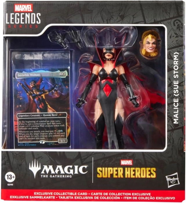 marvel legend series - malice (sue storm) - personaggio snodabile con carta magic