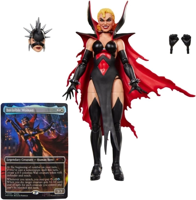 marvel legend series - malice (sue storm) - personaggio snodabile con carta magic