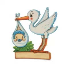 targa piccola cicogna azzurra