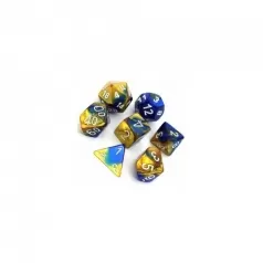 gemini blu e oro/bianco - set di 7 dadi poliedrici