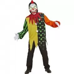 horror clown 158cm - casacca cappuccio collare maschera con occhi luminosi e suoni