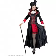 vampire lady taglia l - vestito con cappotto girocollo con jabot e mini cilindro