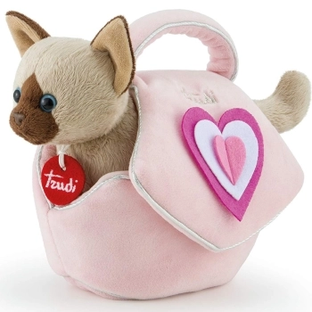 gattino con borsetta rosa con cuori