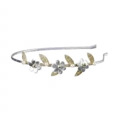 cerchietto ramona argento con foglie oro