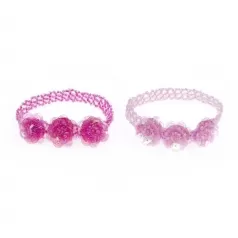 braccialetto mira elastico con perline rosa
