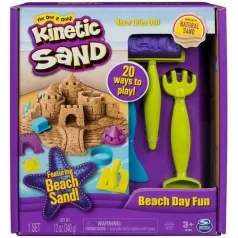 kinetic sand - beach day fun kit con formine e attrezzi