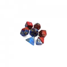 gemini blu e rosso/oro - set di 7 dadi poliedrici