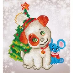 christmas pup and mouse - diamond dotz beginner dd3.012