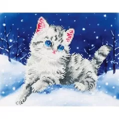 kitten in the snow - diamond dotz intermediate dd5.006 32.5x27.9cm