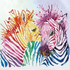rainbow zebras - diamond dotz intermediate dd8.005 40x40cm