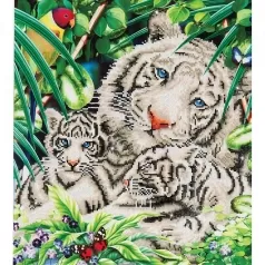 white tiger and cubs - diamond dotz intermediate dd10.006 52x52cm