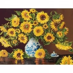 sunflowers in china vase - diamond dotz advanced dd13.006 71x56cm