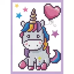 biglietto d'auguri - diamond dotz unicorno colorato con cuore