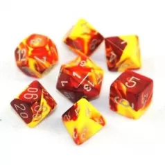 gemini rosso e giallo/argento - set di 7 dadi poliedrici