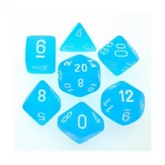 frosted turchese/bianco - set di 7 dadi poliedrici