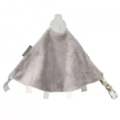 doudou comforter con gioco dentizione e etichette, verde e grigio con animaletti
