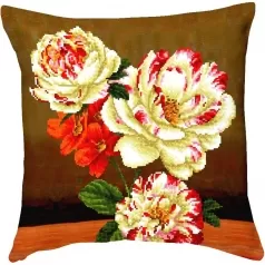 camellia and lilly bouquet - diamond dotz advanced dd16.011 cuscino 45x45cm