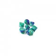 gemini blu e azzurro/oro - set di 7 dadi poliedrici