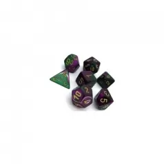 gemini verde e viola/oro - set di 7 dadi poliedrici