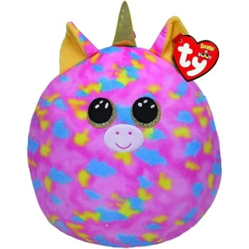 fantasia - cuscino peluche unicorno rosa 33cm - squish-a-boos