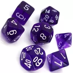 translucent viola/bianco - set di 7 dadi poliedrici
