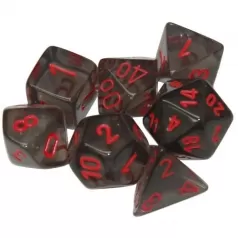 translucent grigio fumo/rosso - set di 7 dadi poliedrici
