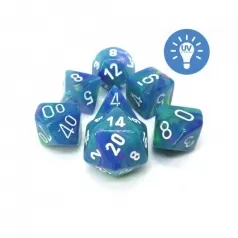 festive blu e viola/bianco - set di 7 dadi poliedrici