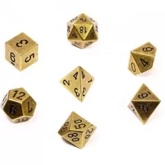 solid metal old brass - set di 7 dadi poliedrici