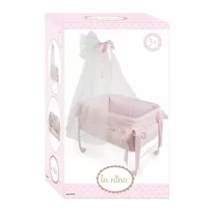 culla con baldacchino a pois rosa