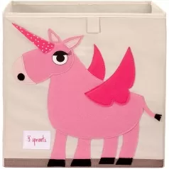 contenitore portaoggetti unicorno rosa - compatibile con scaffali ikea kallax e eket
