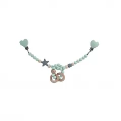 giostrina universale da passeggino menta/grigio con sonaglio - legno naturale e silicone alimentare