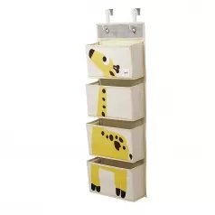 organizer da muro con ganci, 4 tasche - giraffa giallo