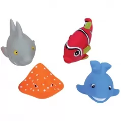 4 personaggi da bagnetto in gomma morbida - animali del mare