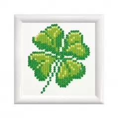 four leaf clover with frame white - diamond dotz beginner dd1.017f 10,2x10,2cm