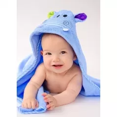 asciugamano baby con cappuccio, henry l'ippopotamo - 100% cotone