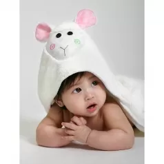 asciugamano baby con cappuccio, lola l'agnellino - 100% cotone