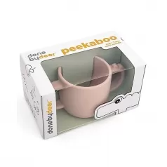 tazza con 2 manici in silicone alimentare -peekaboo- croco - rosa cipria - 170 ml