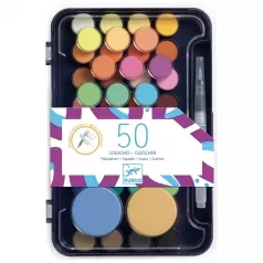 palette d'artiste - 50 colori con pennello ad acqua