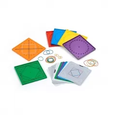 geoboard - set da 6 geoboard colorate e 120 elastici colorati - 15 cm