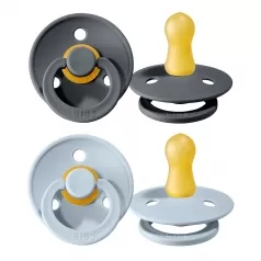 set di 2 ciucci - grigio scuro e nuvola - tettarella in gomma naturale - size 2, 6-18 mesi